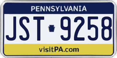 PA license plate JST9258