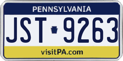 PA license plate JST9263