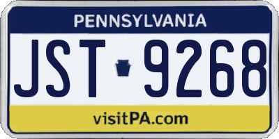 PA license plate JST9268