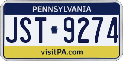 PA license plate JST9274