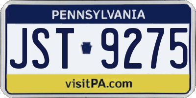 PA license plate JST9275