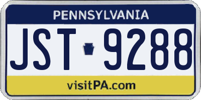 PA license plate JST9288