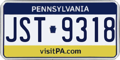 PA license plate JST9318