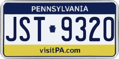 PA license plate JST9320