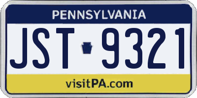 PA license plate JST9321