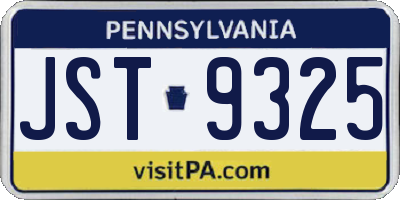 PA license plate JST9325