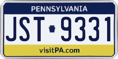 PA license plate JST9331