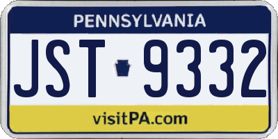 PA license plate JST9332