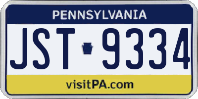 PA license plate JST9334
