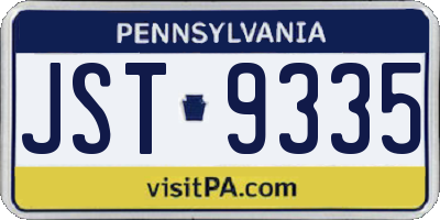 PA license plate JST9335