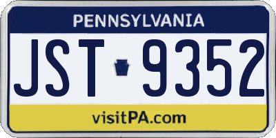 PA license plate JST9352