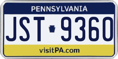 PA license plate JST9360