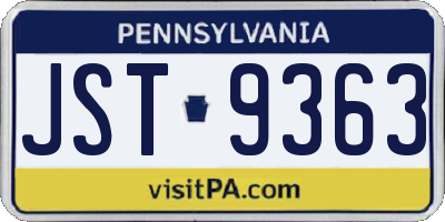 PA license plate JST9363