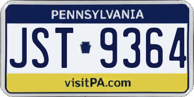 PA license plate JST9364