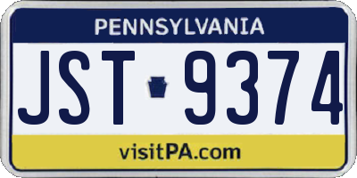 PA license plate JST9374
