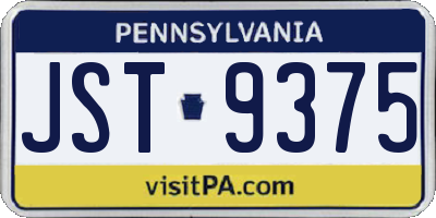 PA license plate JST9375