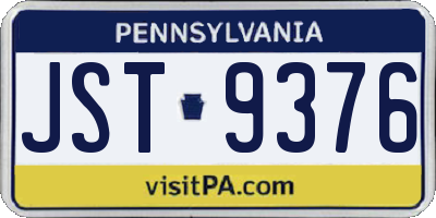 PA license plate JST9376