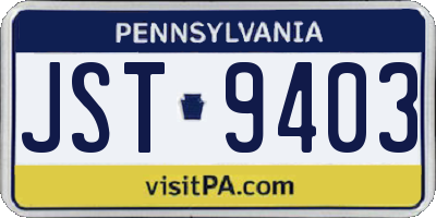 PA license plate JST9403