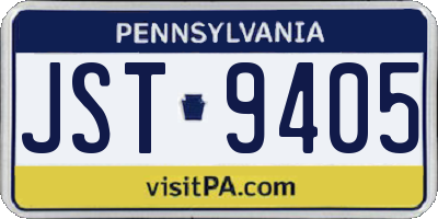 PA license plate JST9405