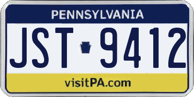 PA license plate JST9412