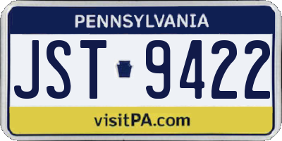 PA license plate JST9422