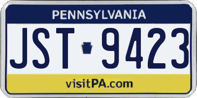 PA license plate JST9423