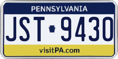 PA license plate JST9430