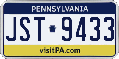 PA license plate JST9433