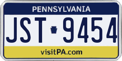 PA license plate JST9454