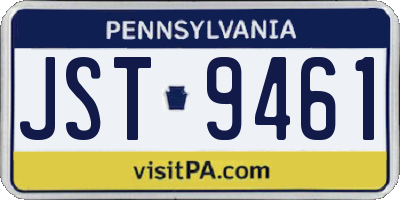 PA license plate JST9461