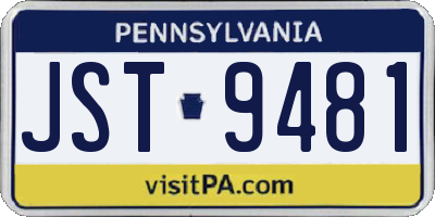PA license plate JST9481