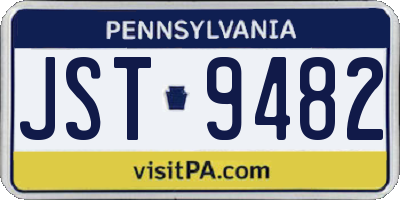 PA license plate JST9482