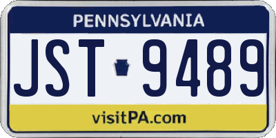 PA license plate JST9489