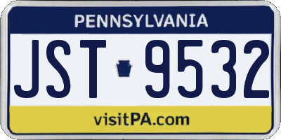 PA license plate JST9532