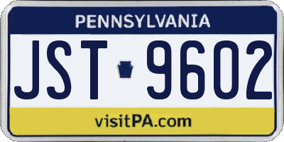 PA license plate JST9602