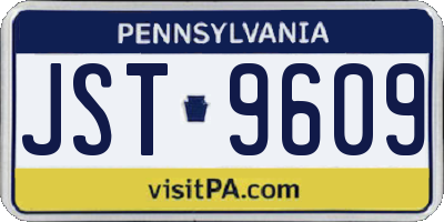 PA license plate JST9609