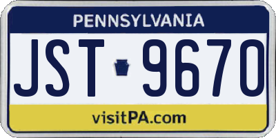 PA license plate JST9670