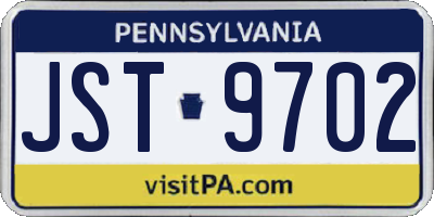 PA license plate JST9702