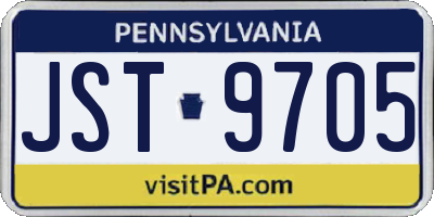 PA license plate JST9705