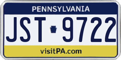 PA license plate JST9722