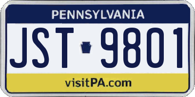 PA license plate JST9801