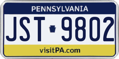 PA license plate JST9802