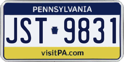 PA license plate JST9831