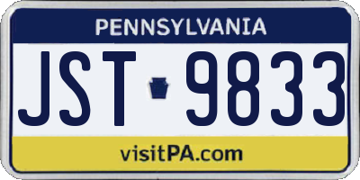 PA license plate JST9833
