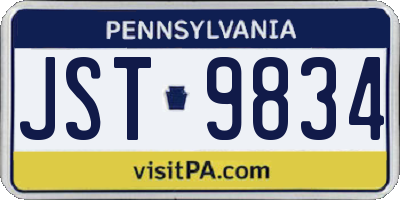 PA license plate JST9834