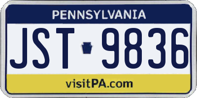 PA license plate JST9836