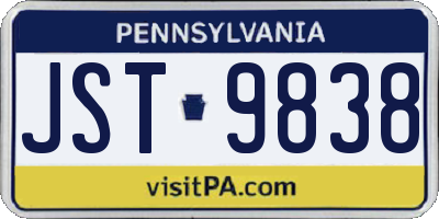 PA license plate JST9838