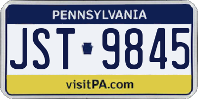 PA license plate JST9845