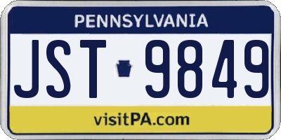 PA license plate JST9849