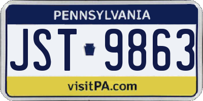 PA license plate JST9863